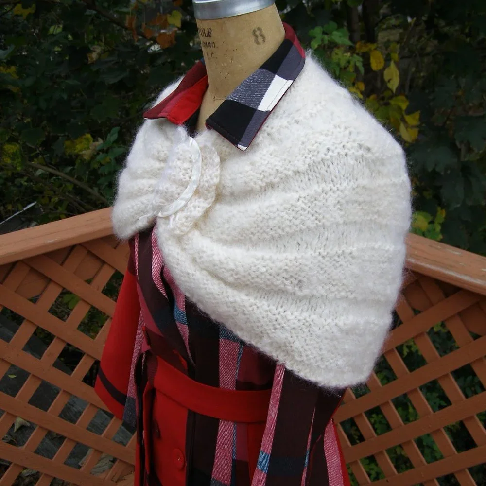 Beautiful Handmade Shawl w/Pearl color Buckle